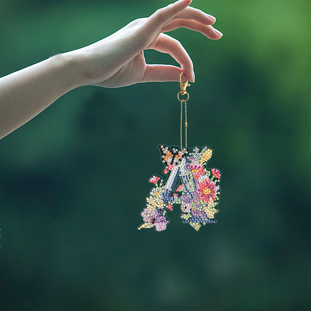 1Pc DIY Diamond Painting Lettter Keychain
