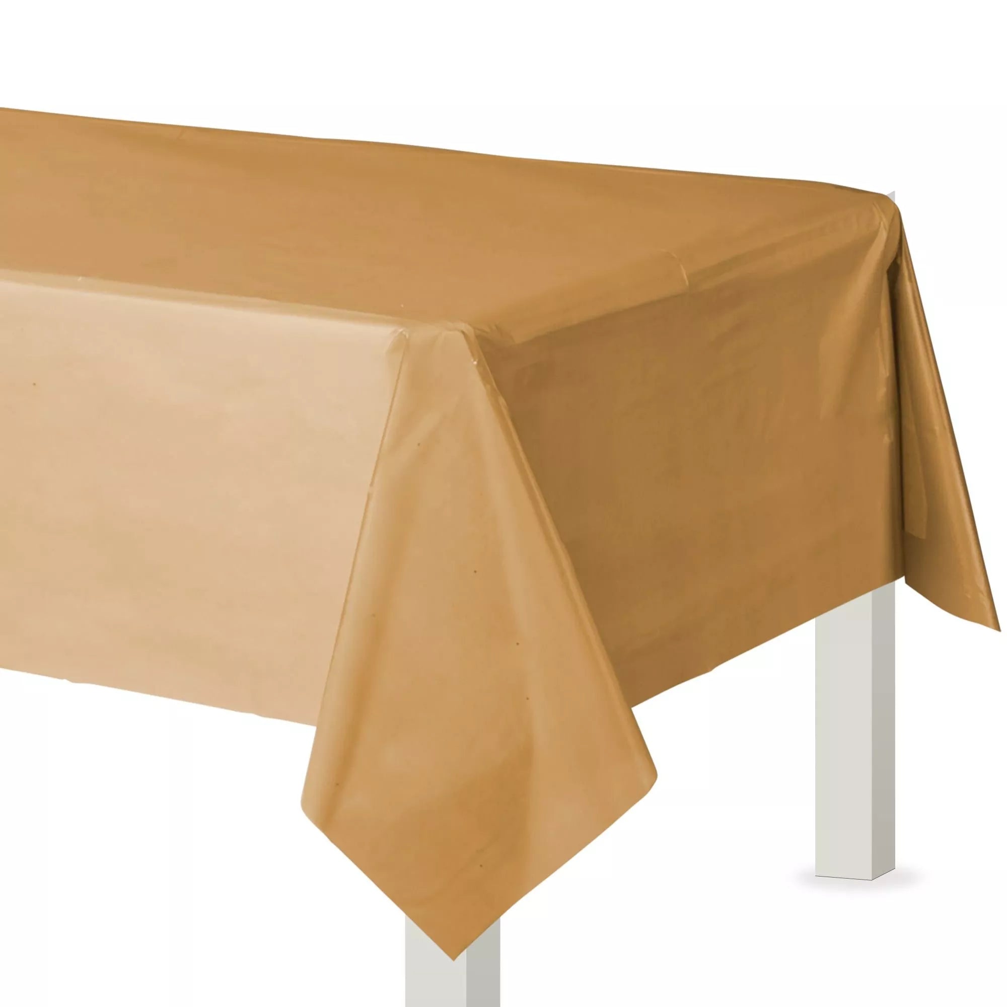Gold Plastic Table Cover, 54in x 108in