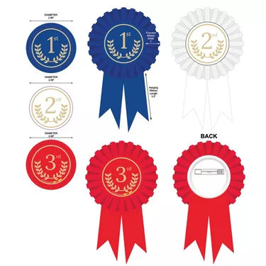 Red, White & Blue Sports Award Ribbons, 4in, 3ct