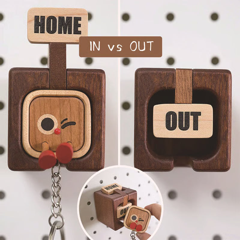 🔥Hot Selling:Creative Wooden Key Hooks with Funny Facial Expressions - Functional & Stylish Key