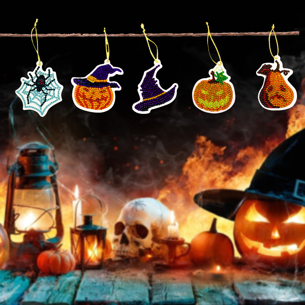 10pcs Halloween DIY Diamond Painting Pendant Full Drill Mosaic Ornament Kit
