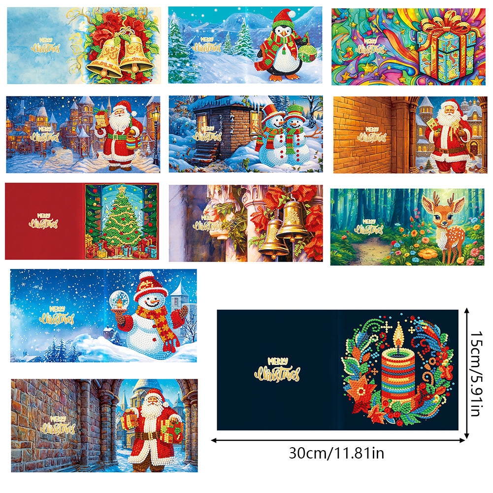 12 Pcs/Set Diamond Painting Christmas Greeting Card