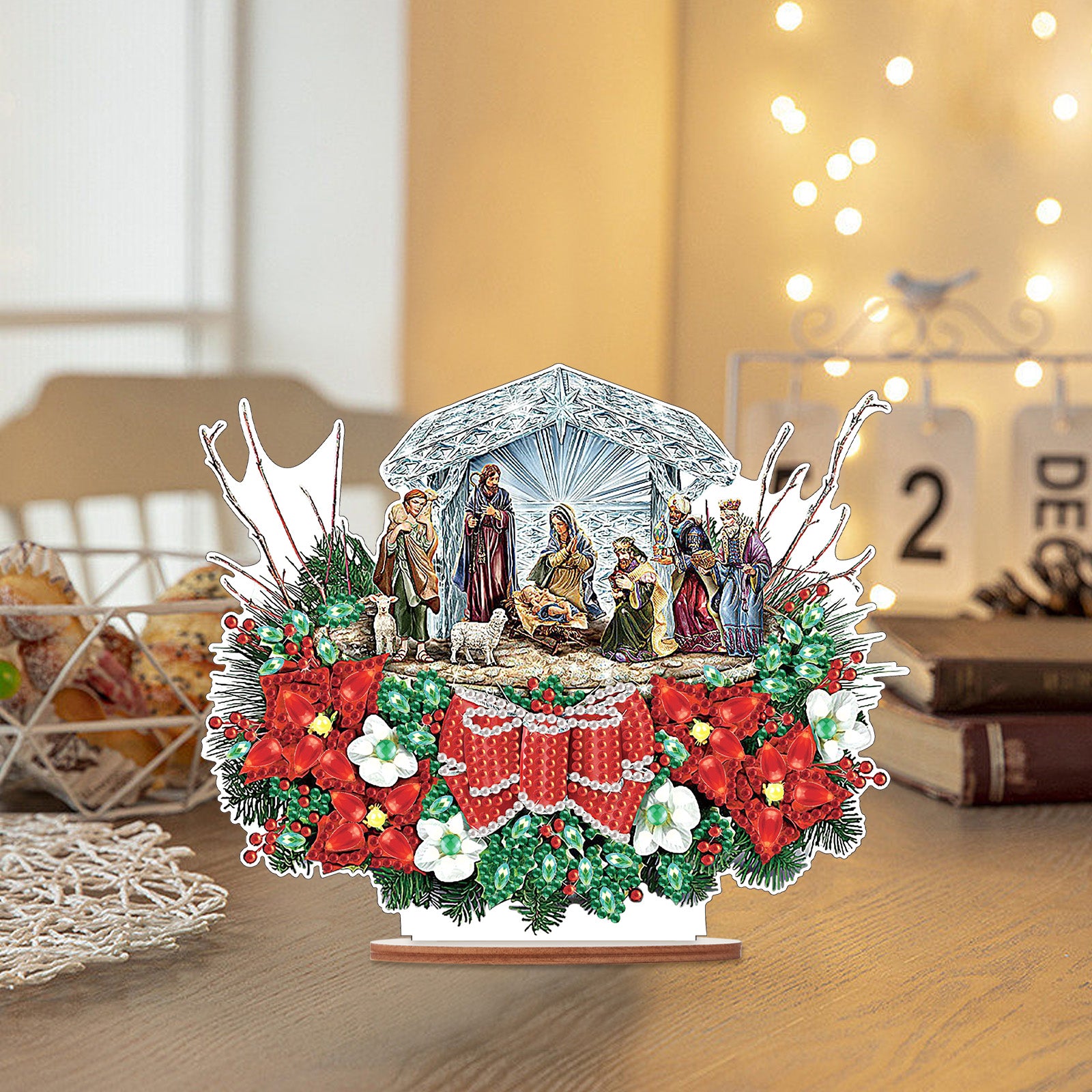Diamond Painting Wooden Christmas Atmosphere Desktop Decor Ornaments For Christmas Gifts