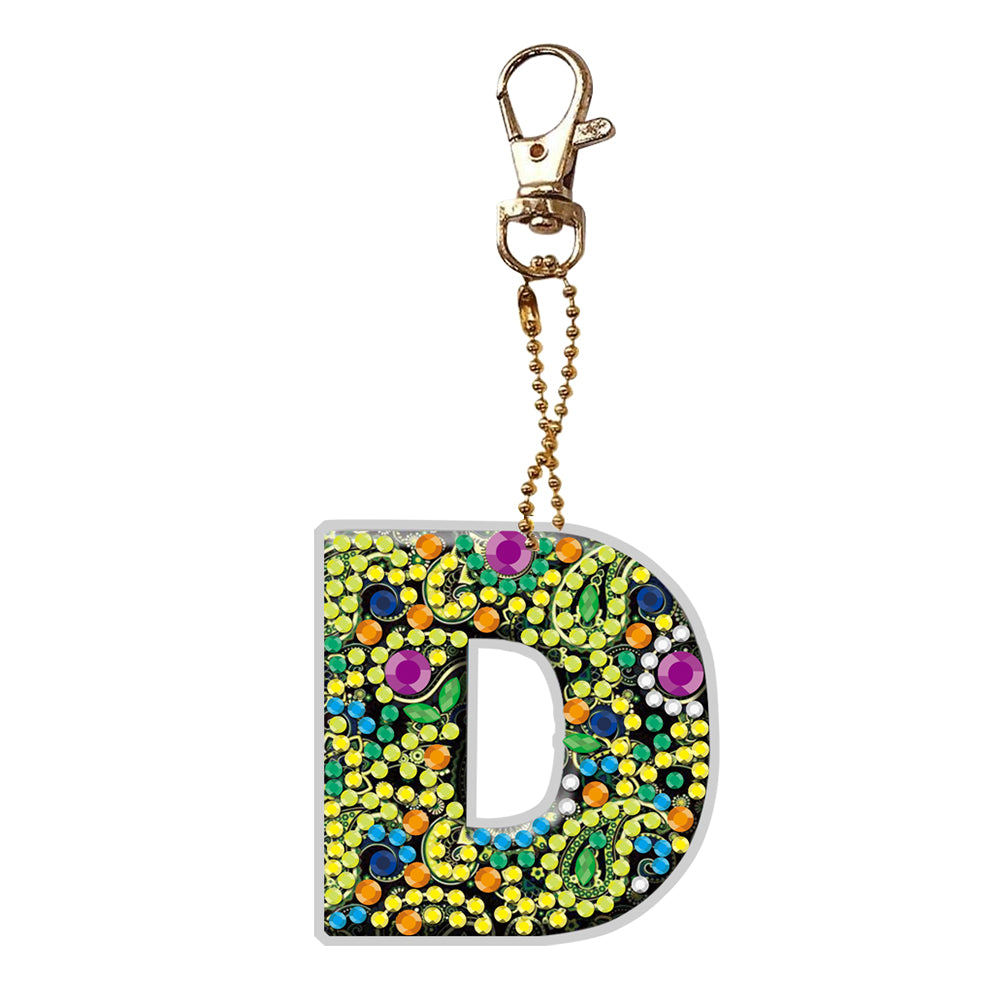 1Pc DIY Diamond Painting Lettter Keychain
