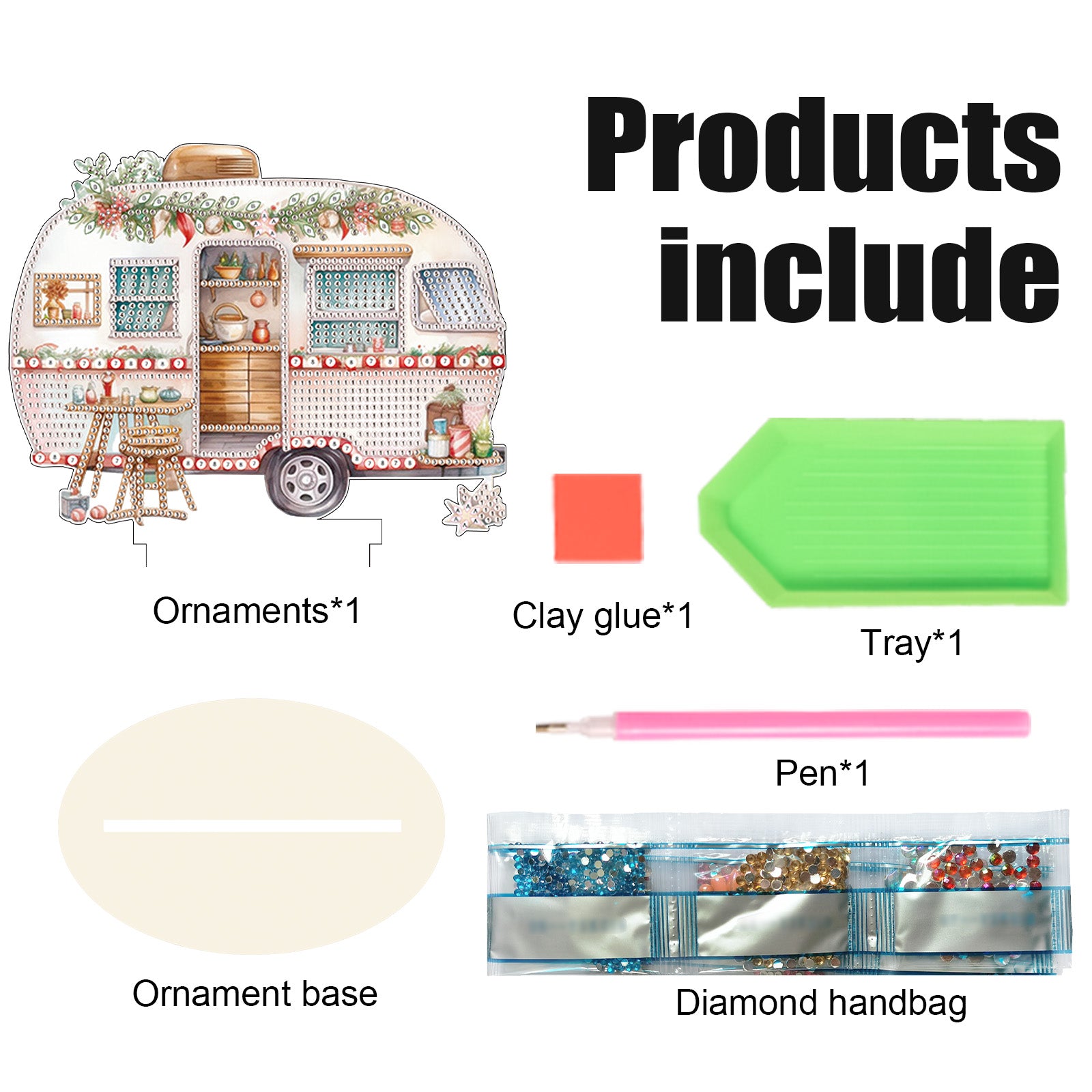 Diamond Painting Wooden Campervan Desktop Decor Ornaments