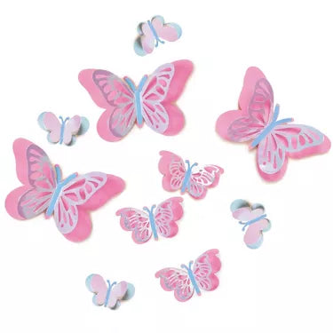 Iridescent Pink Butterfly Accent D茅cor Kit, 12pc
