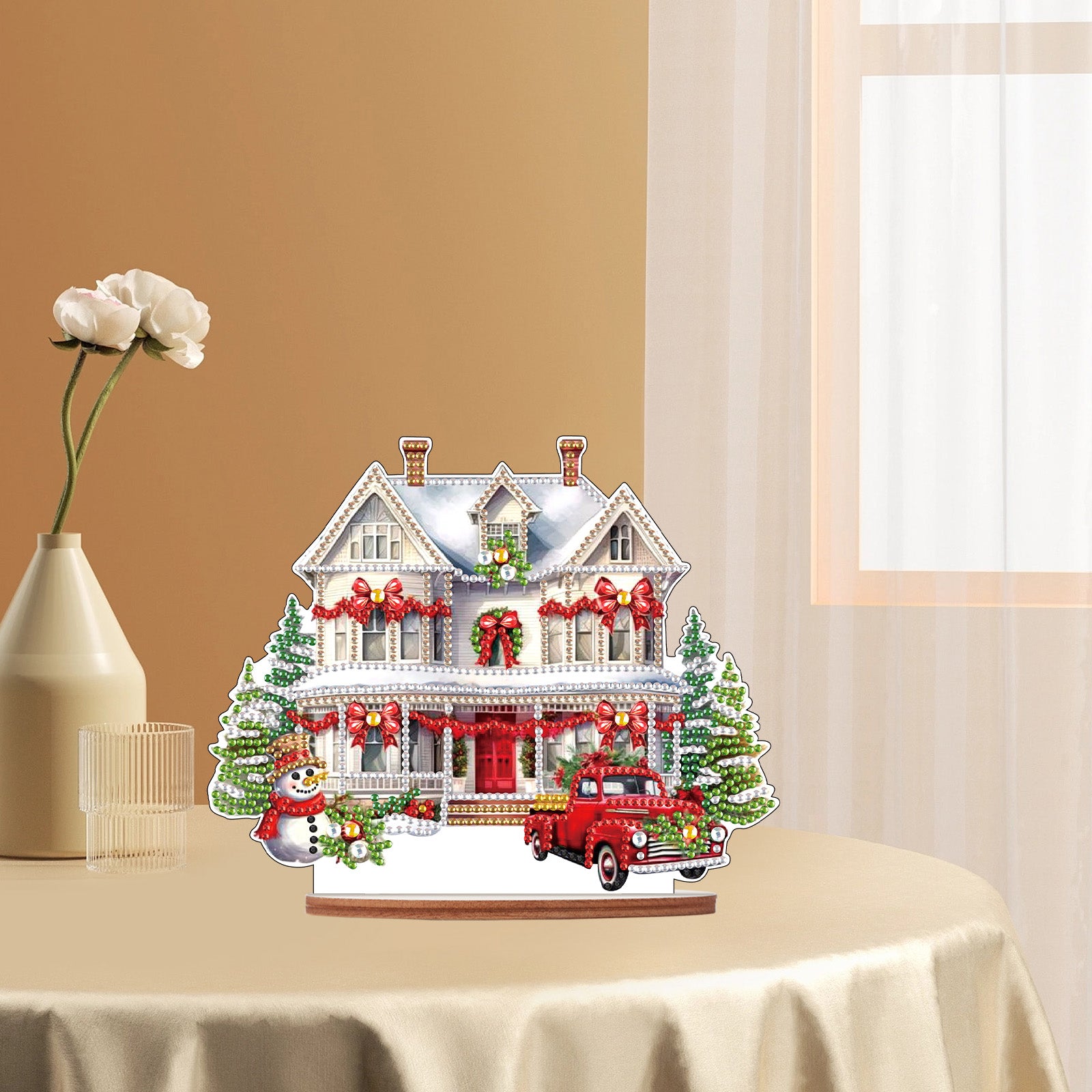 Diamond Painting Wooden Christmas House Desktop Decor Ornaments