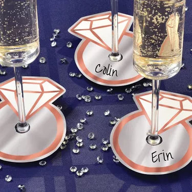 Metallic Rose Gold & Silver Diamond Ring Glass Tags 18ct