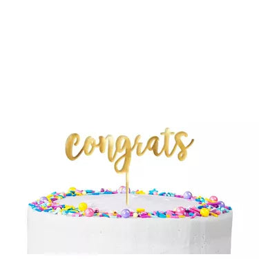 Metallic Gold Congrats Cake Topper