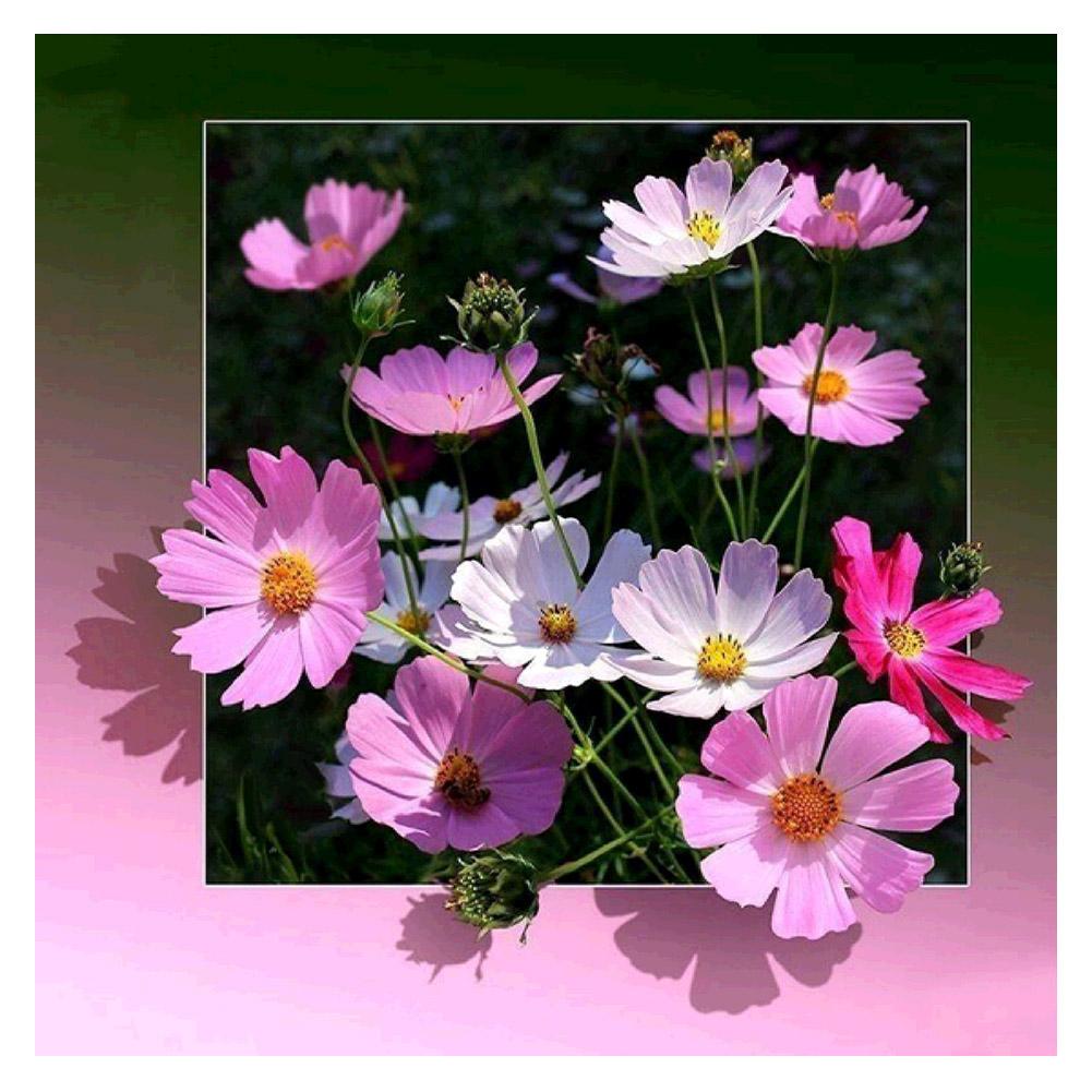 Diamond Painting-5D Full Round Drill Pink Flowers
