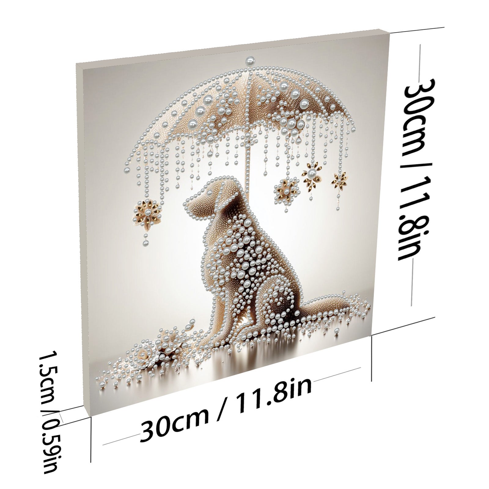 DIY Pearl Painting Dog under the Umbrella for Home Wall Decor with Frame(30x30cm)