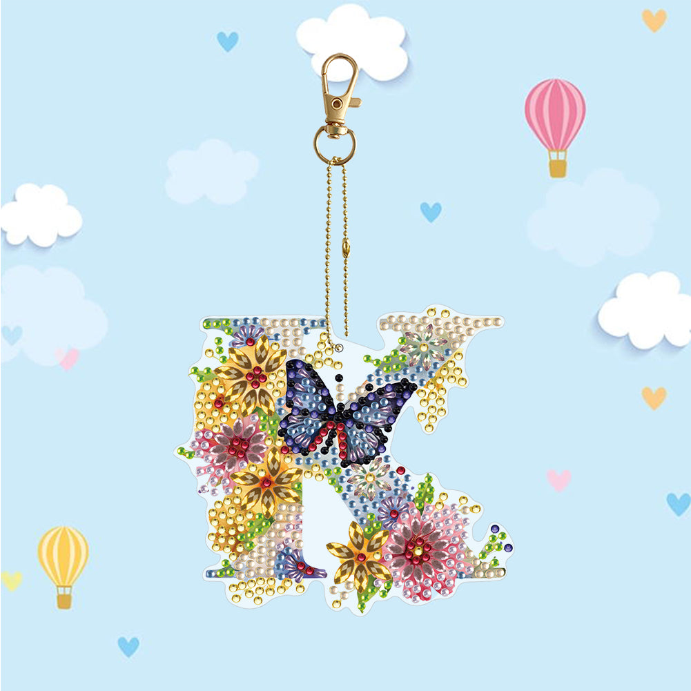 1Pc DIY Diamond Painting Lettter Keychain