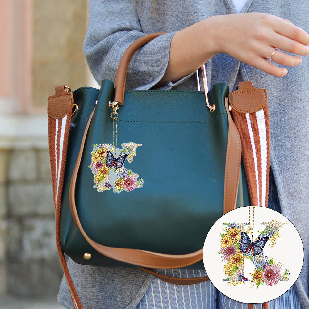 1Pc DIY Diamond Painting Lettter Keychain