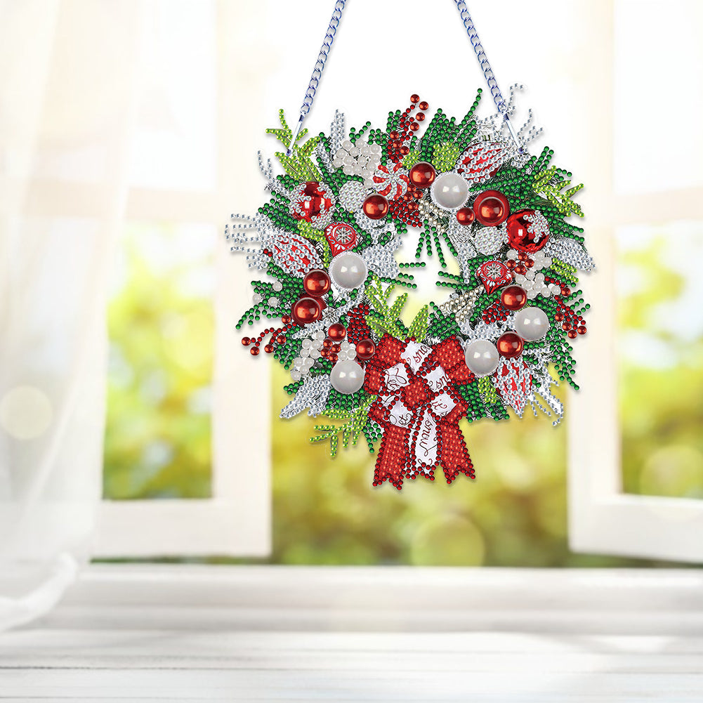 Diamond Painting Christmas Wreath Pendant