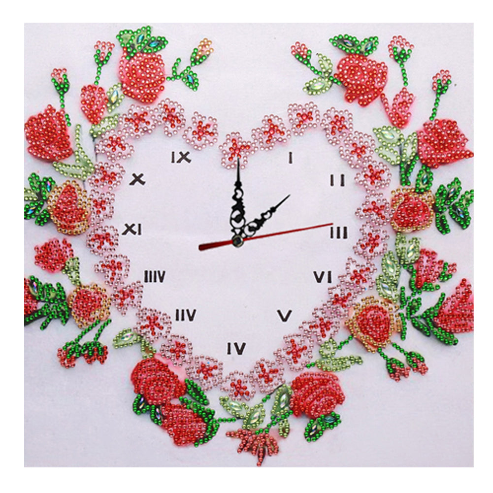 Diamond Painting-DIY Crystal Rhinestone Rose Clock(35*35 CM)