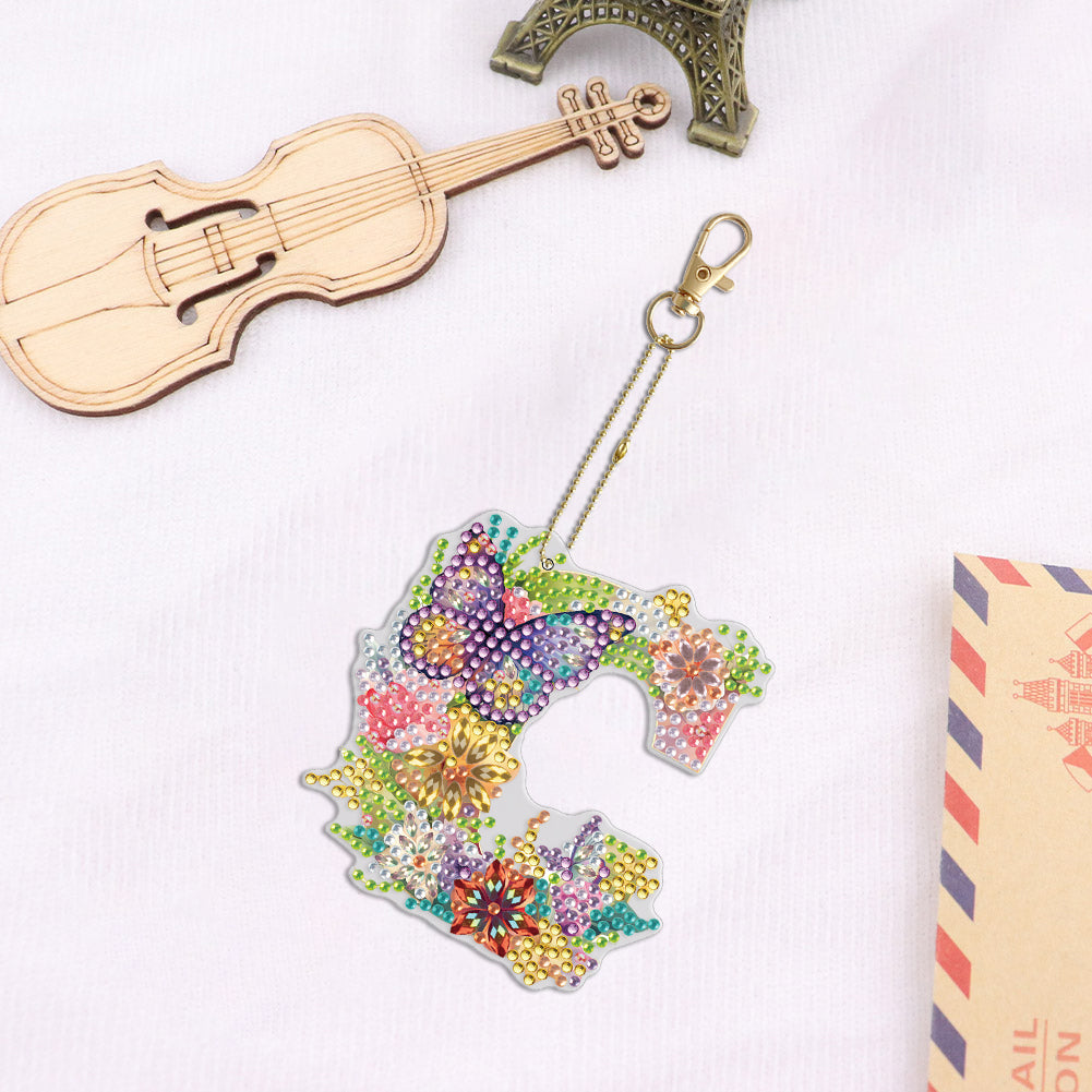 1Pc DIY Diamond Painting Lettter Keychain