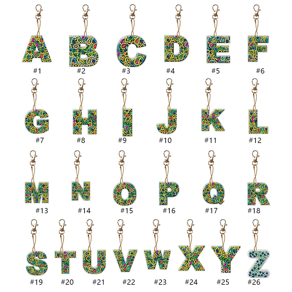 1Pc DIY Diamond Painting Lettter Keychain