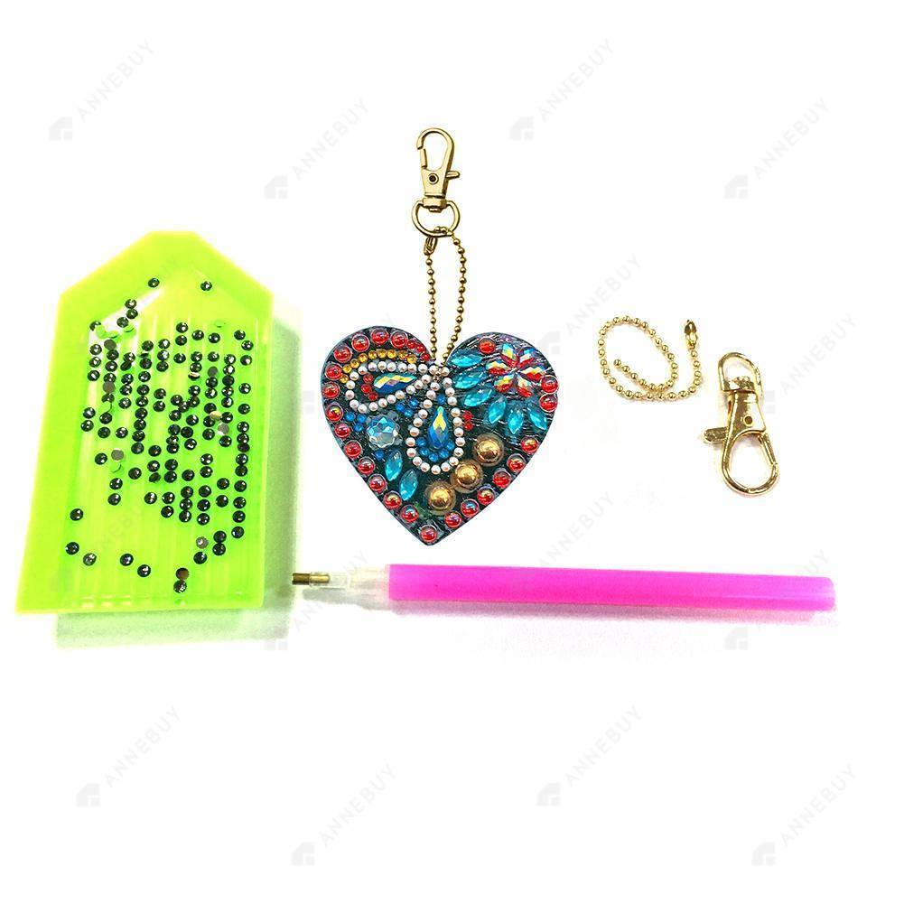 DIY Diamond Painting Keychain-5pcs/set DIY Full Drill Crystal Rhinestone Love Heart Diamond Painting Keychain Pendant