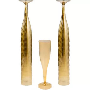 Gold Plastic Champagne Flutes, 5.5oz, 20ct