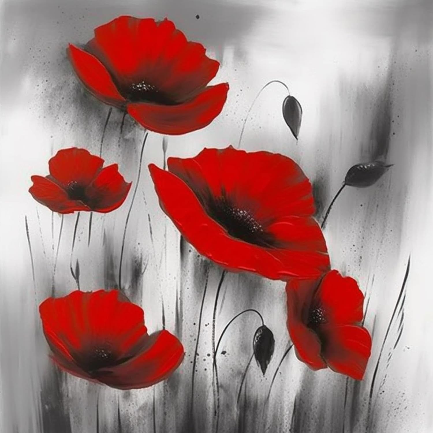 Diamond Painting-DIY Full Round Drill Poppy Flower