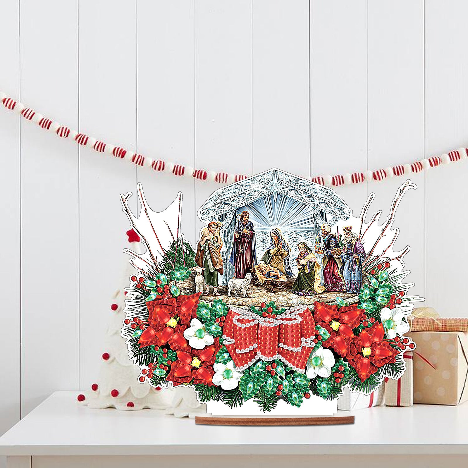 Diamond Painting Wooden Christmas Atmosphere Desktop Decor Ornaments For Christmas Gifts