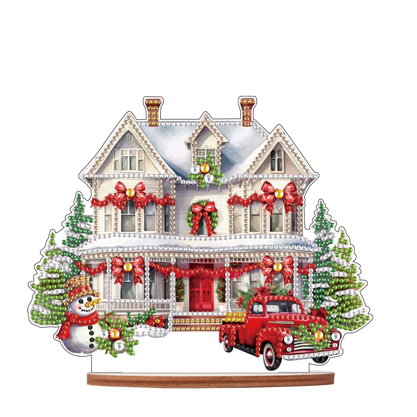 Diamond Painting Wooden Christmas House Desktop Decor Ornaments