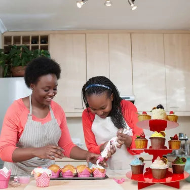 Red 3-Tiered Cardboard Cupcake Stand, 11.5in x 14.25in