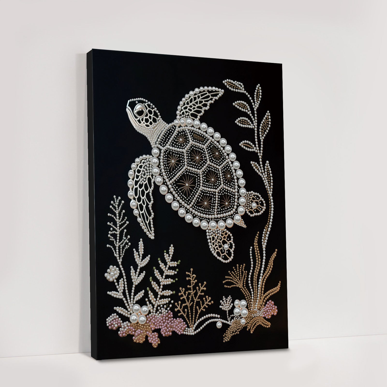 DIY Pearl Painting Sea Turtle with Frame for Home Wall Decor(40x30cm)