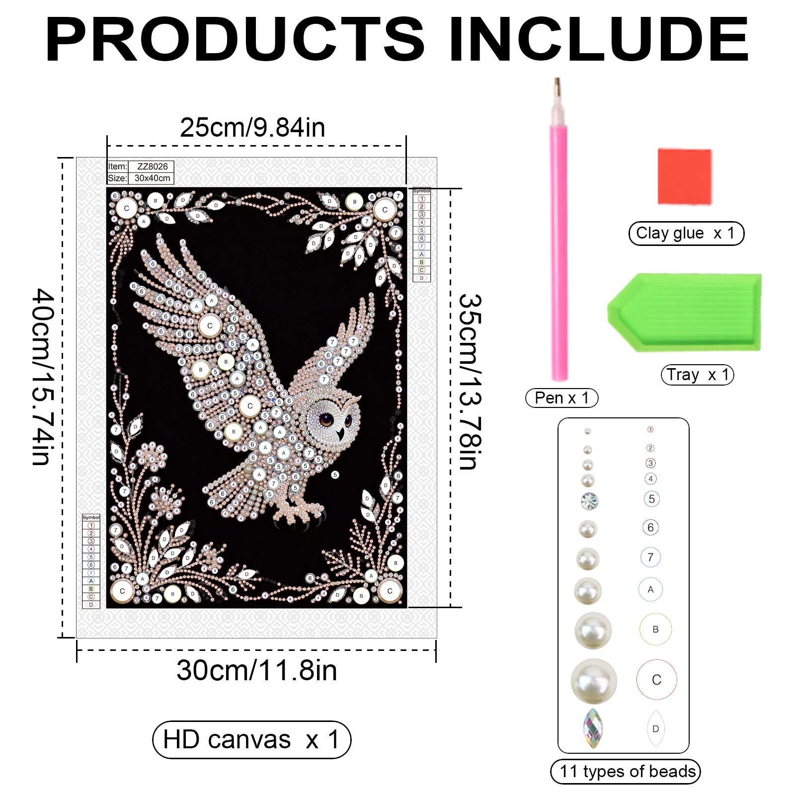 Diamond Painting-DIY Special Shaped Drill Pearl Painting Owl(30x40cm)