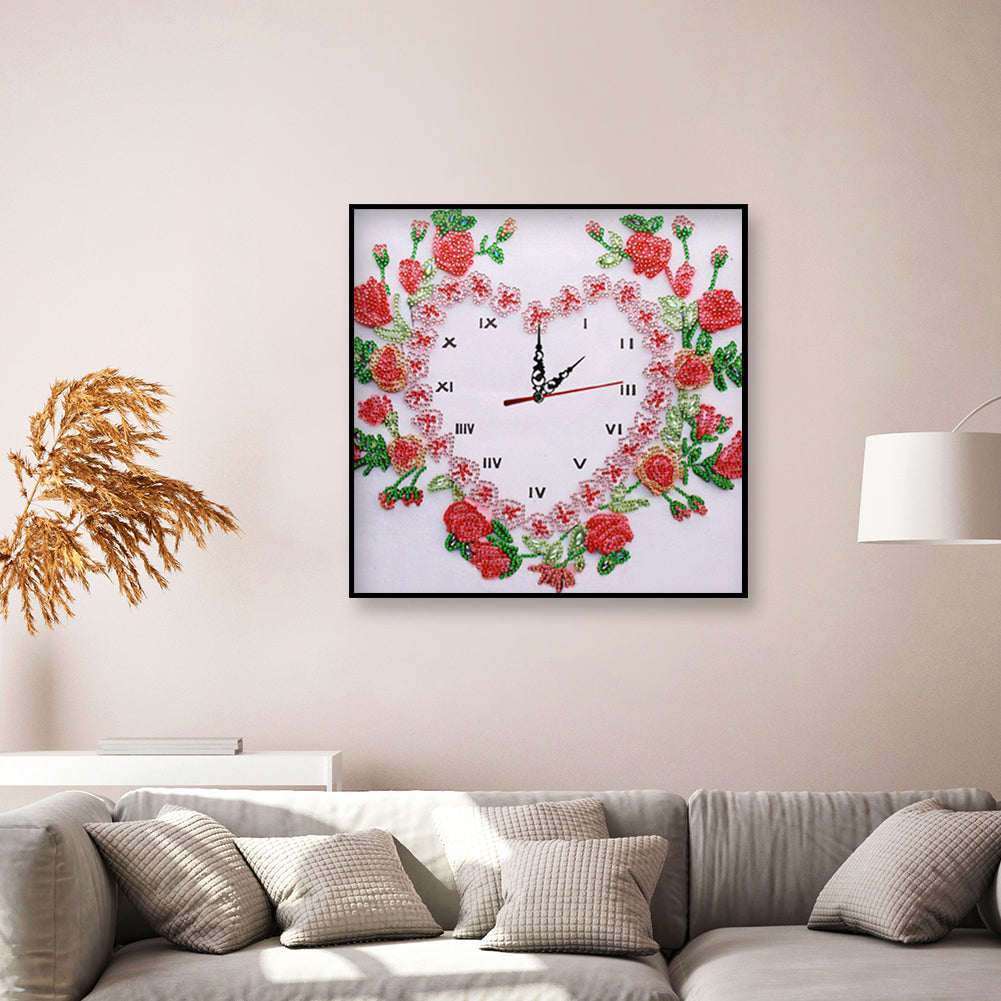 Diamond Painting-DIY Crystal Rhinestone Rose Clock(35*35 CM)