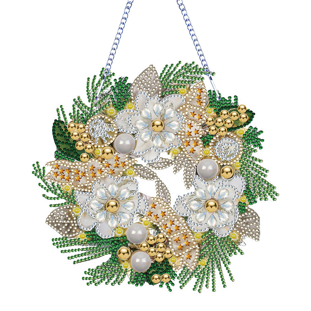 Diamond Painting Christmas Wreath Pendant