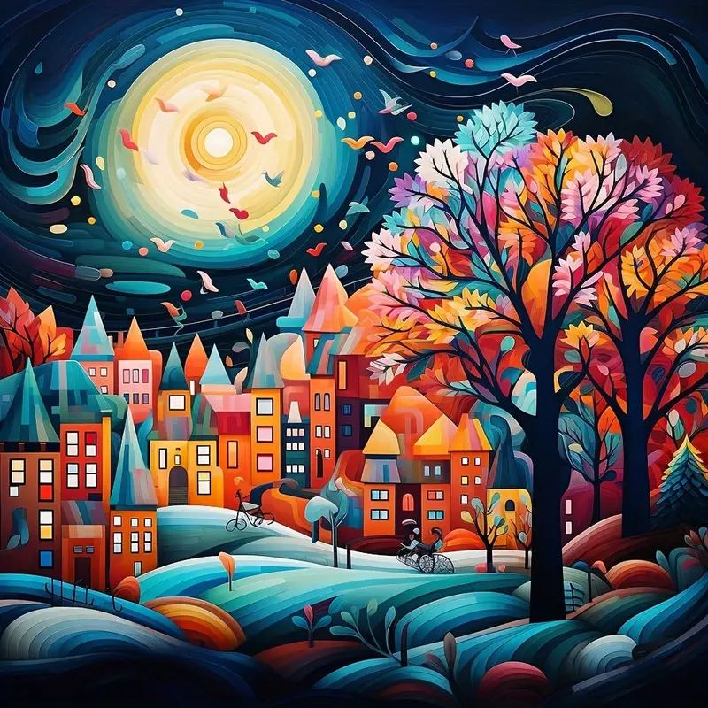 Diamond Painting-DIY Full Round Drill Abstract Street House