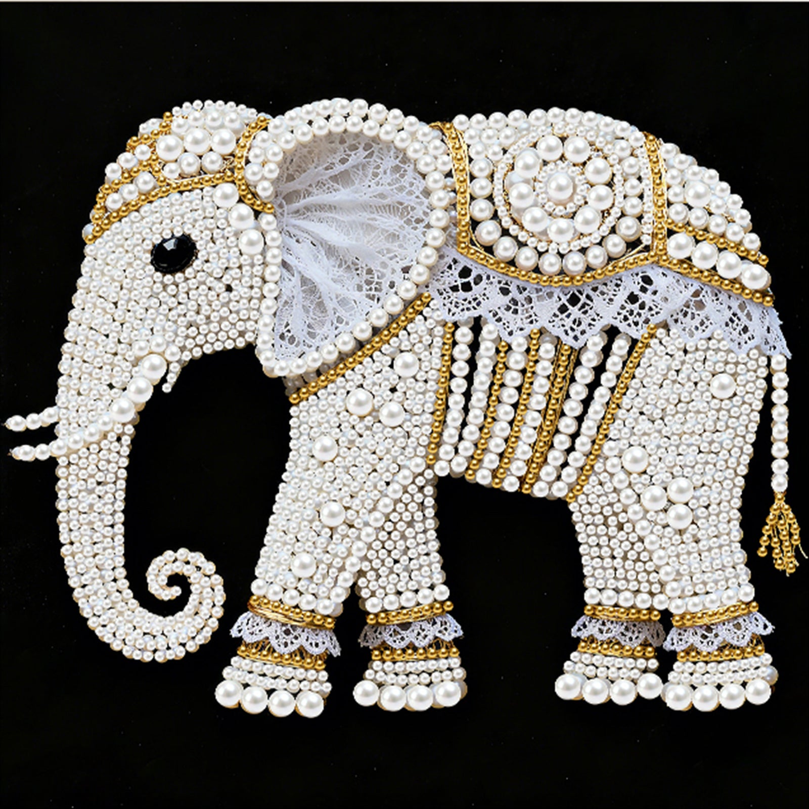 DIY Pearl Painting Elephant for Home Decor with Frame(25x25cm)