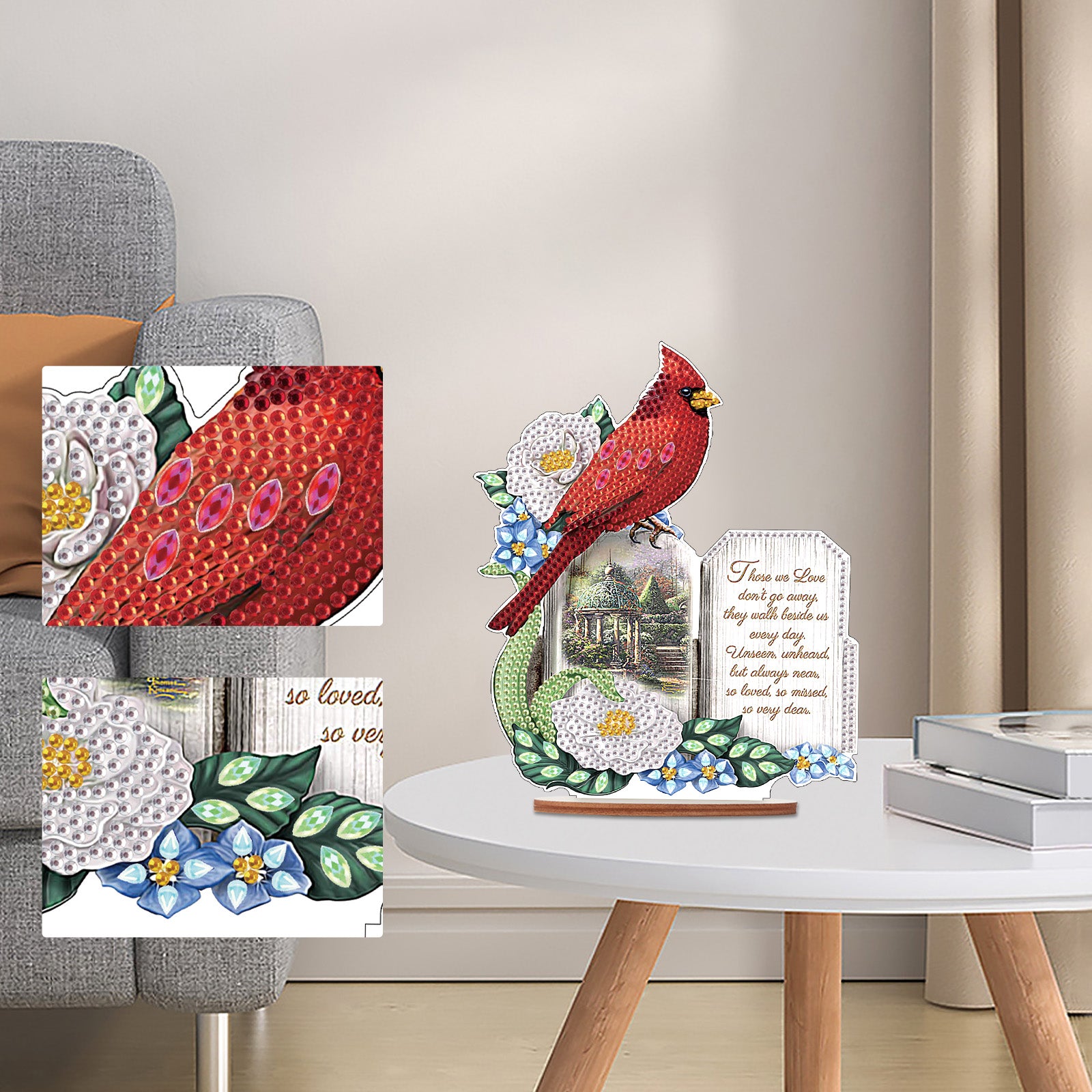 Diamond Painting Wooden Christmas Cardinal Atmosphere Desktop Decor Ornaments For Christmas Gifts