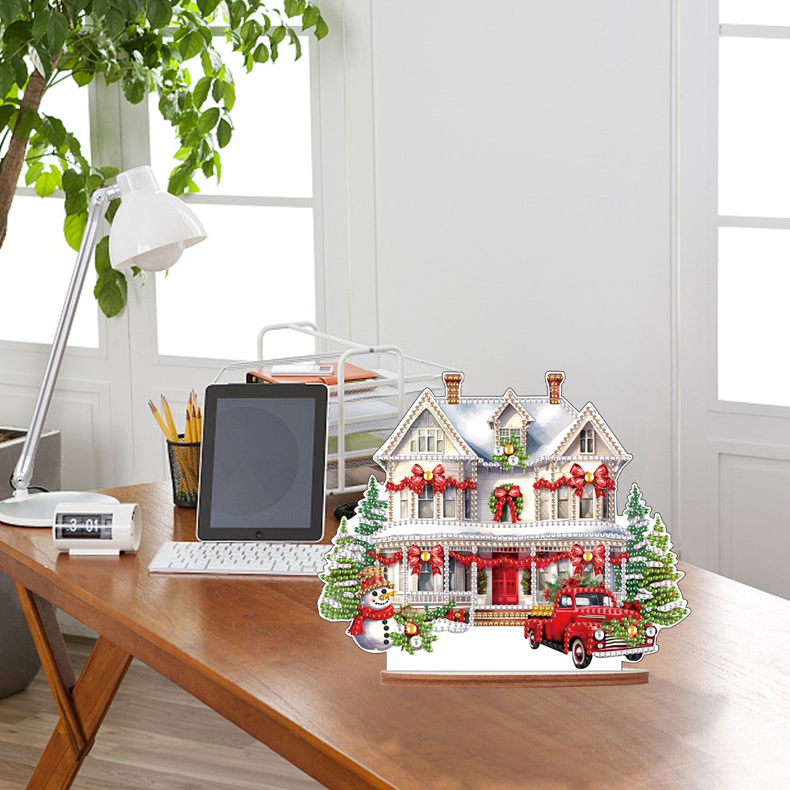 Diamond Painting Wooden Christmas House Desktop Decor Ornaments