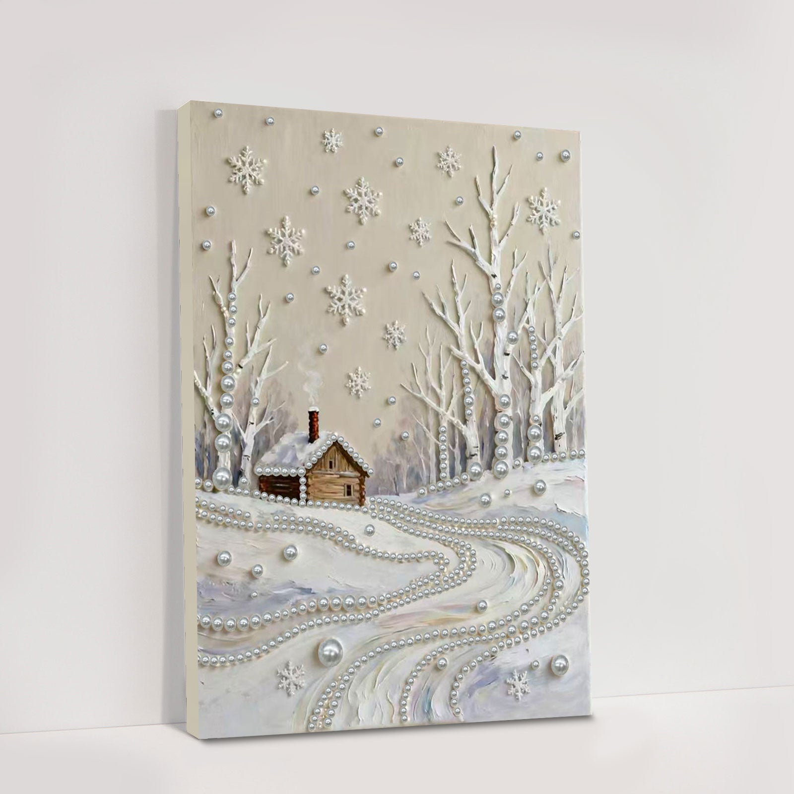 DIY Pearl Painting Winter Snow Scene for Home Wall Decor with Frame(40x30cm)