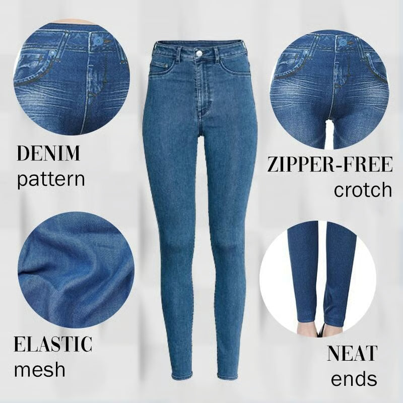 Perfect Fit Skinny Stretch Pull-On Push-Up Plus-Size Denim Jeans Leggings
