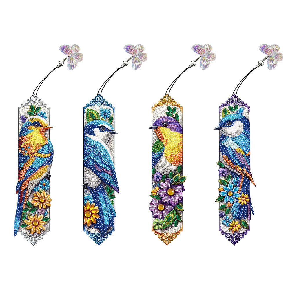 4Pcs Diamond Painting Flower Bookmark Making Kit for Book Lovers