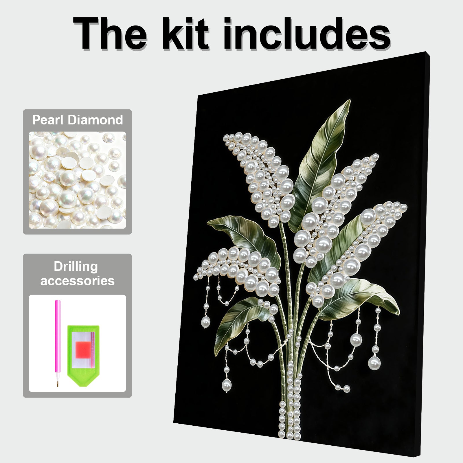 DIY Pearl Painting Flower for Home Wall Decor with Frame(40x30cm)