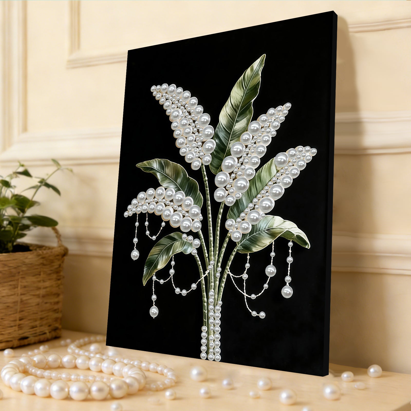 DIY Pearl Painting Flower for Home Wall Decor with Frame(40x30cm)