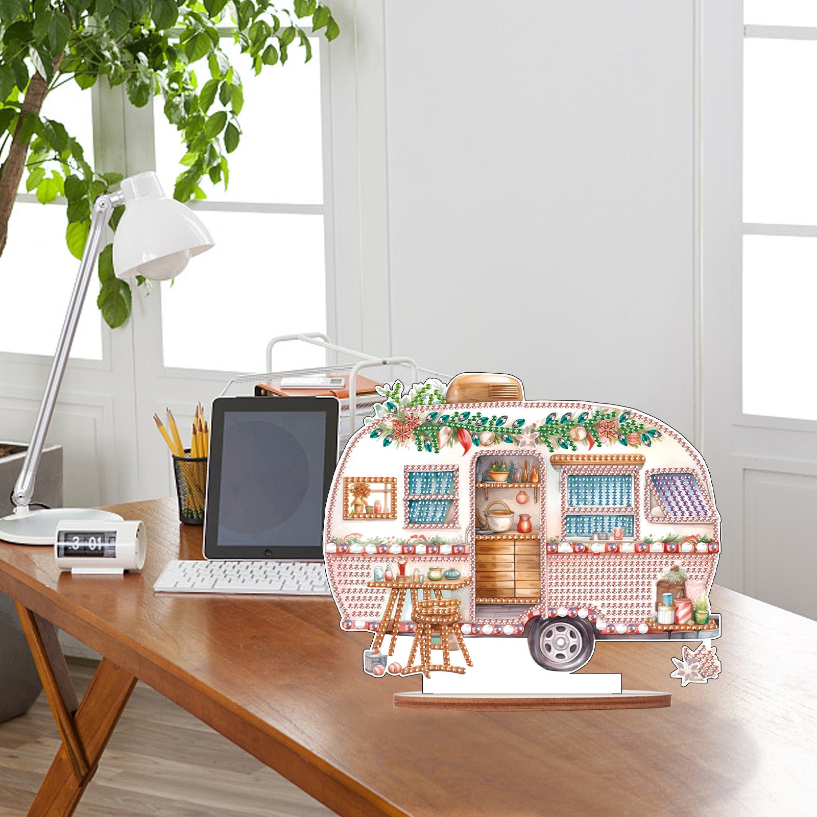 Diamond Painting Wooden Campervan Desktop Decor Ornaments