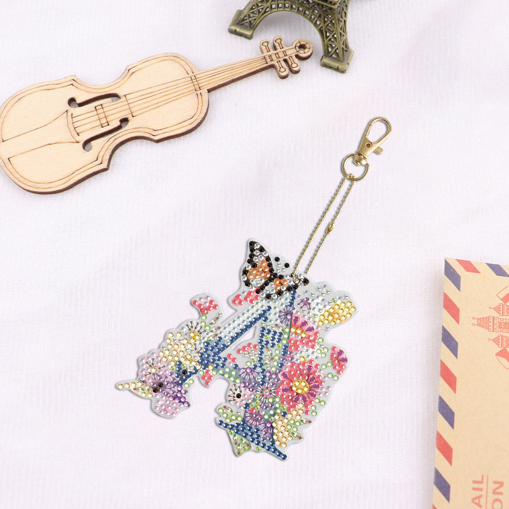 1Pc DIY Diamond Painting Lettter Keychain