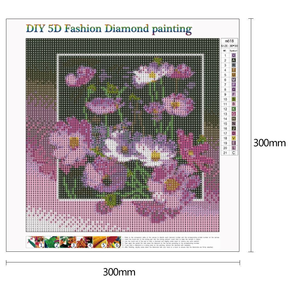 Diamond Painting-5D Full Round Drill Pink Flowers
