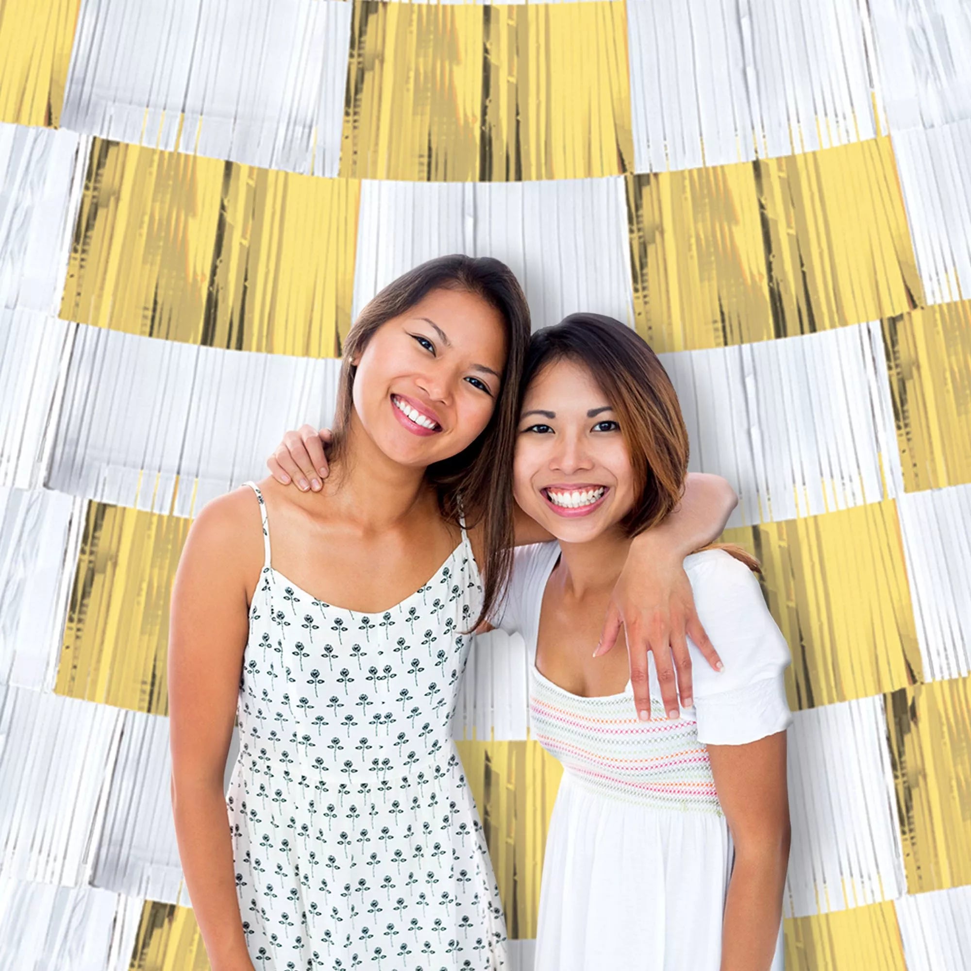 Gold & White Fringe Banners, 60in, 9ct