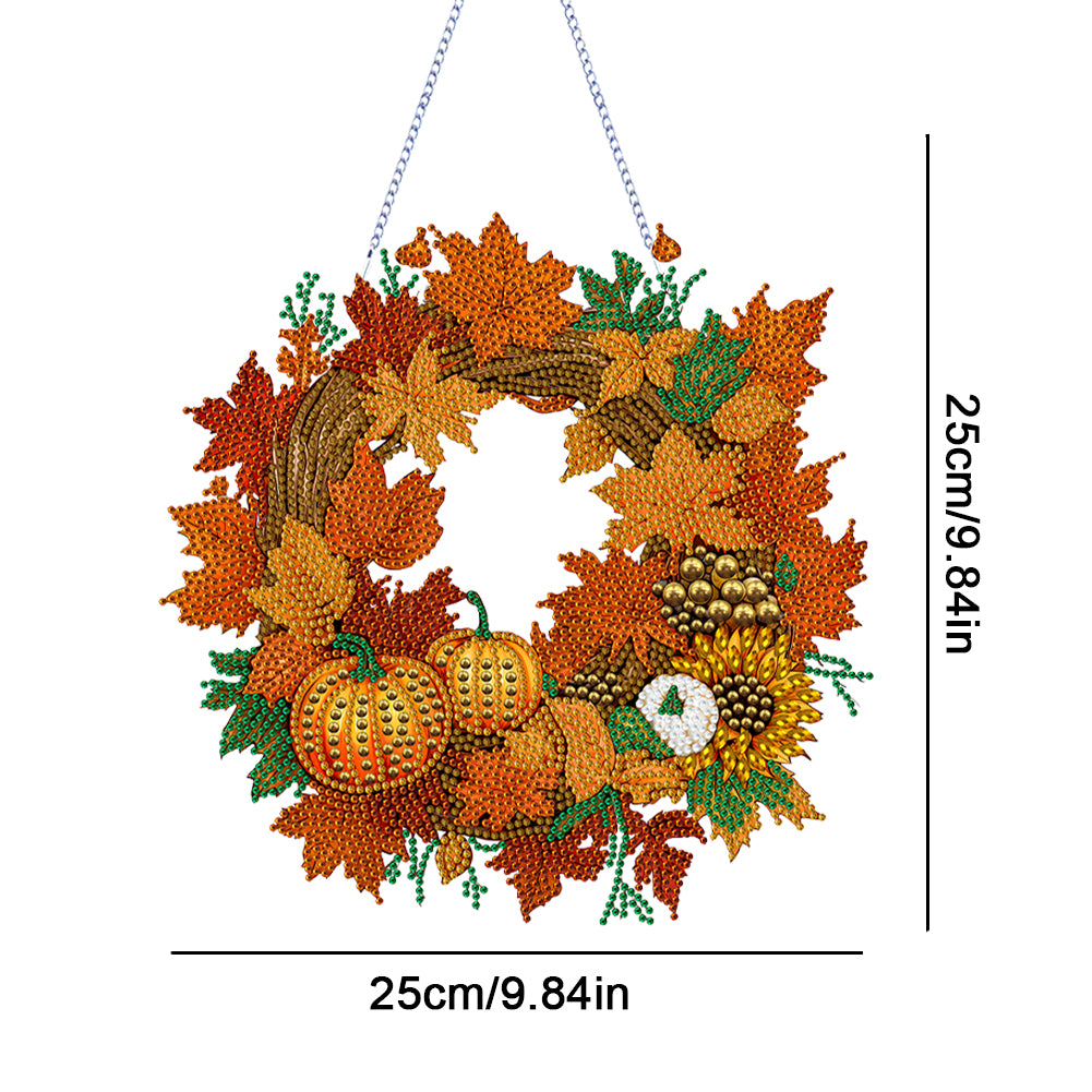 Diamond Painting Thanksgiving Pumpkin Wreath Pendant