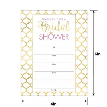 Bridal Shower Fill-In Invitations, 4in x 6in, 20ct