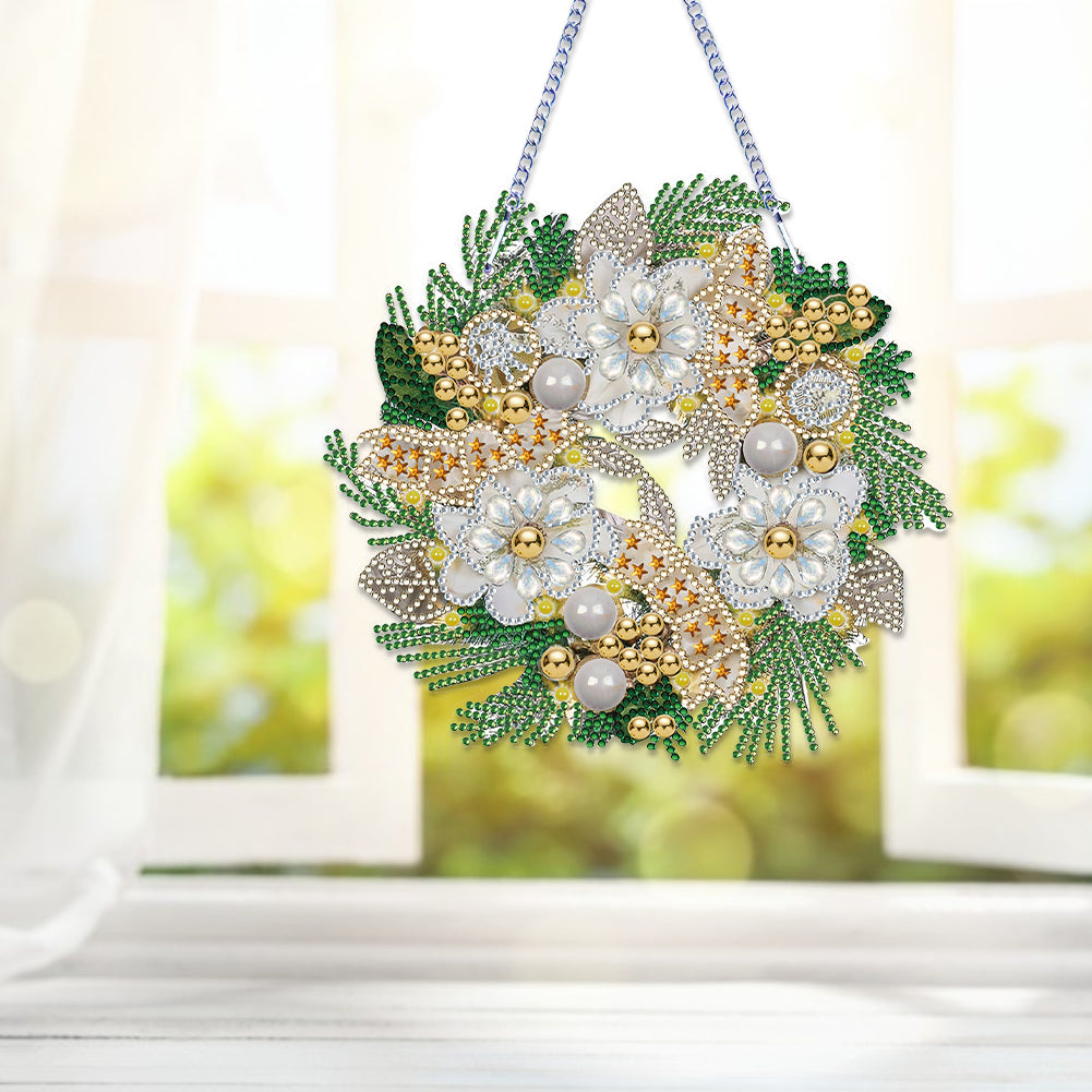 Diamond Painting Christmas Wreath Pendant