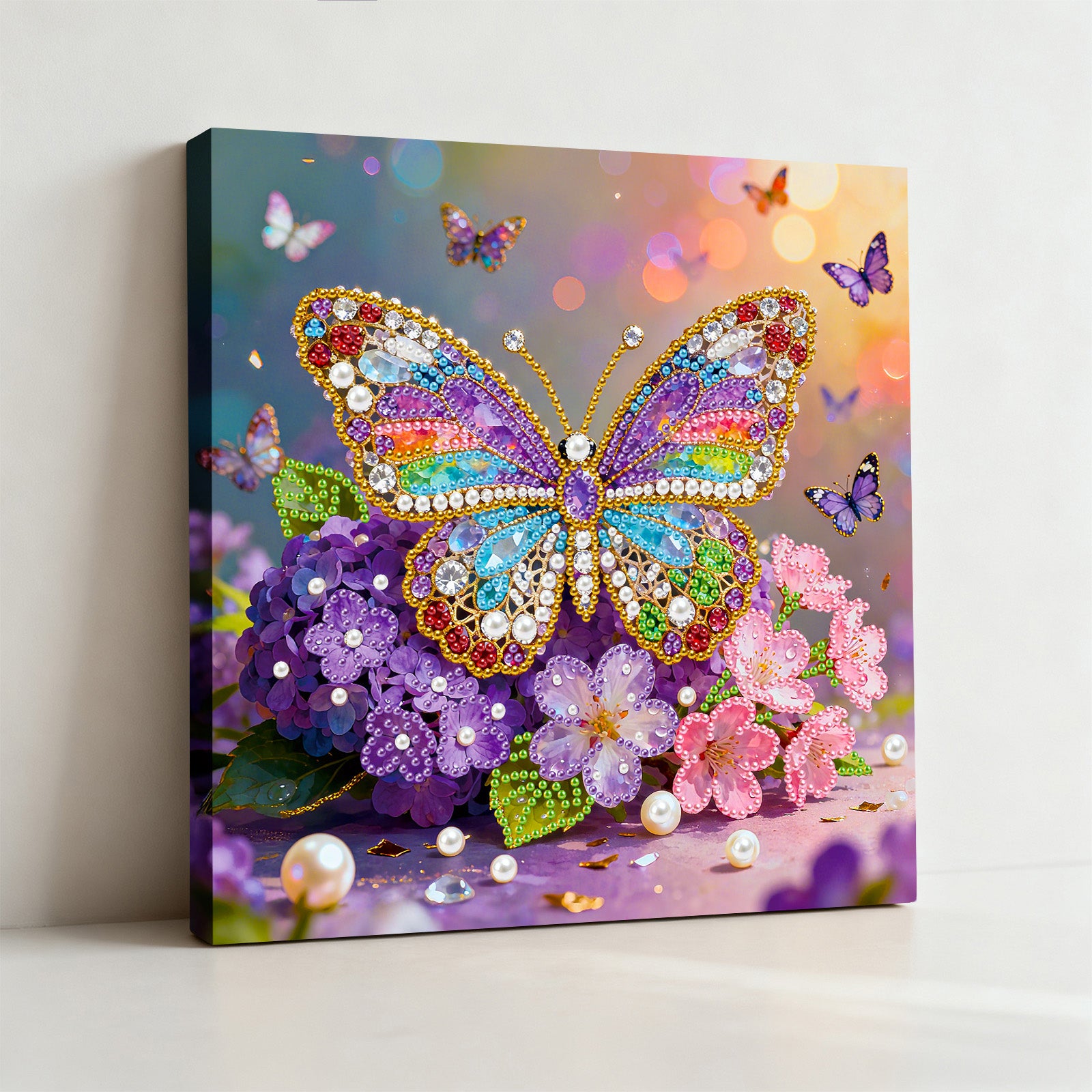 DIY Pearl Painting Butterfly for Home Decor with Frame(25x25cm)