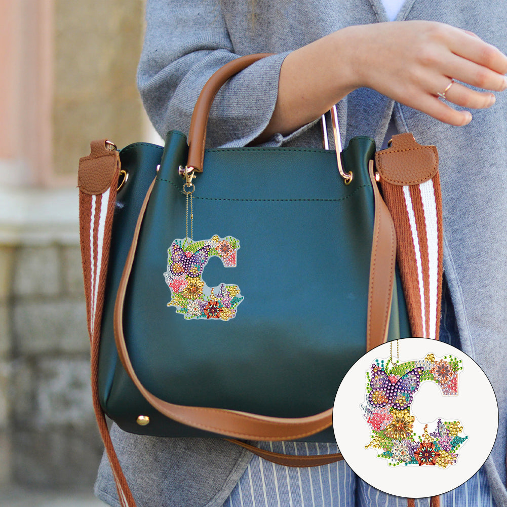 1Pc DIY Diamond Painting Lettter Keychain