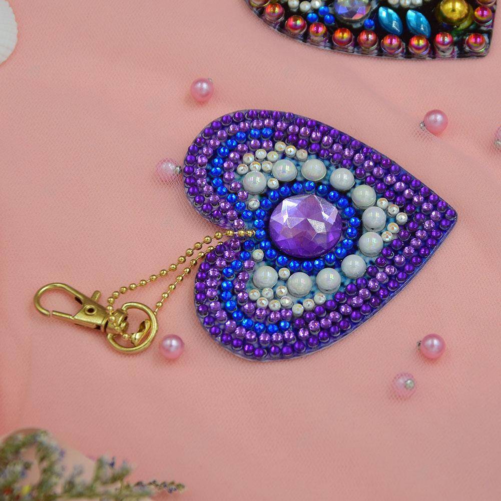 DIY Diamond Painting Keychain-5pcs/set DIY Full Drill Crystal Rhinestone Love Heart Diamond Painting Keychain Pendant
